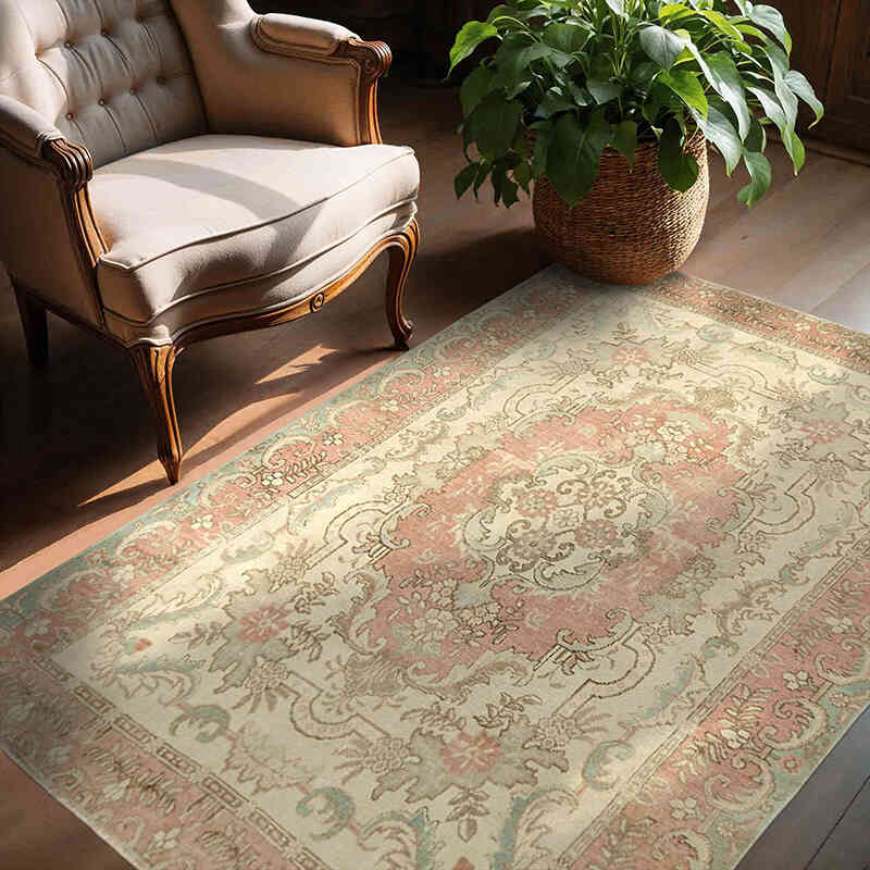 Vintage Turkish Hand-Knotted Rug - 4' 8" x 5' 9" (56" x 69") - K0065156