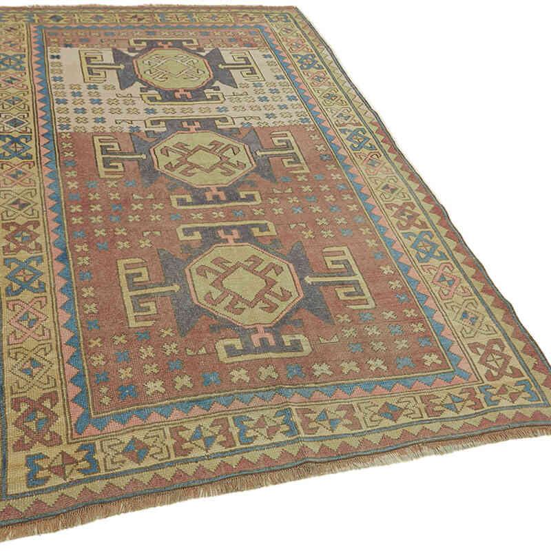 Alfombra Vintage Turca Anudada a Mano - 141 cm x 220 cm - K0065157