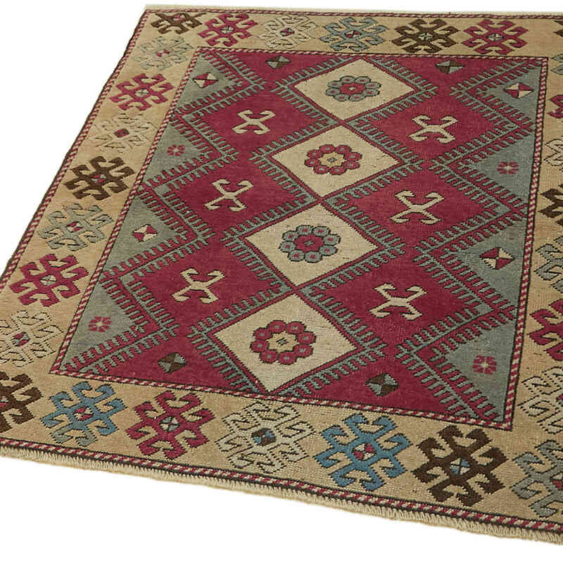 Alfombra Vintage Turca Anudada a Mano - 106 cm x 120 cm - K0065183