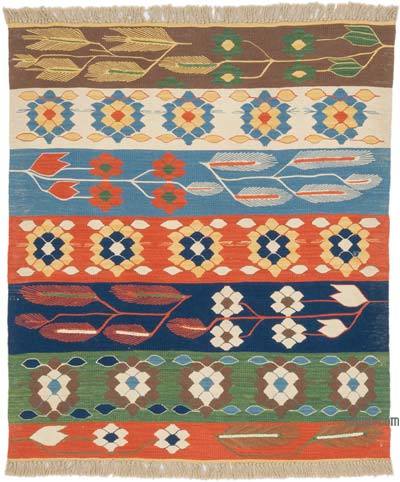 New Handwoven Turkish Kilim Rug - 3' 5" x 3' 11" (41 in. x 47 in.)