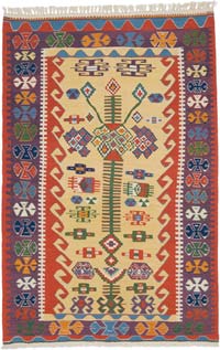 New Handwoven Turkish Kilim Rug - 3' 11" x 6'  (47" x 72")