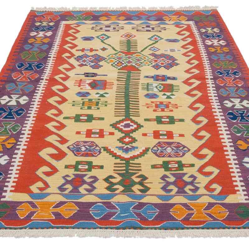 New Handwoven Turkish Kilim Rug - 3' 11" x 6'  (47" x 72") - K0065388