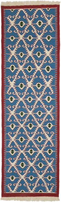 New Handwoven Turkish Kilim Runner - 3' 1" x 10'  (37" x 120")