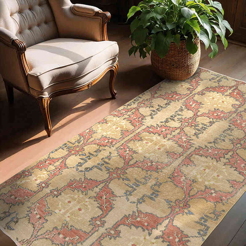 Alfombra Vintage Turca Anudada a Mano - 138 cm x 214 cm - K0065503