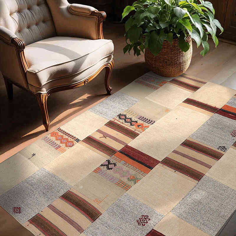 Patchwork Kilim Rug - 4' 11" x 5' 11" (59" x 71") - K0065526