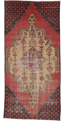 Alfombra Vintage Turca Anudada a Mano - 107 cm x 230 cm
