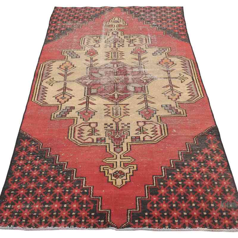 Alfombra Vintage Turca Anudada a Mano - 107 cm x 230 cm - K0065553
