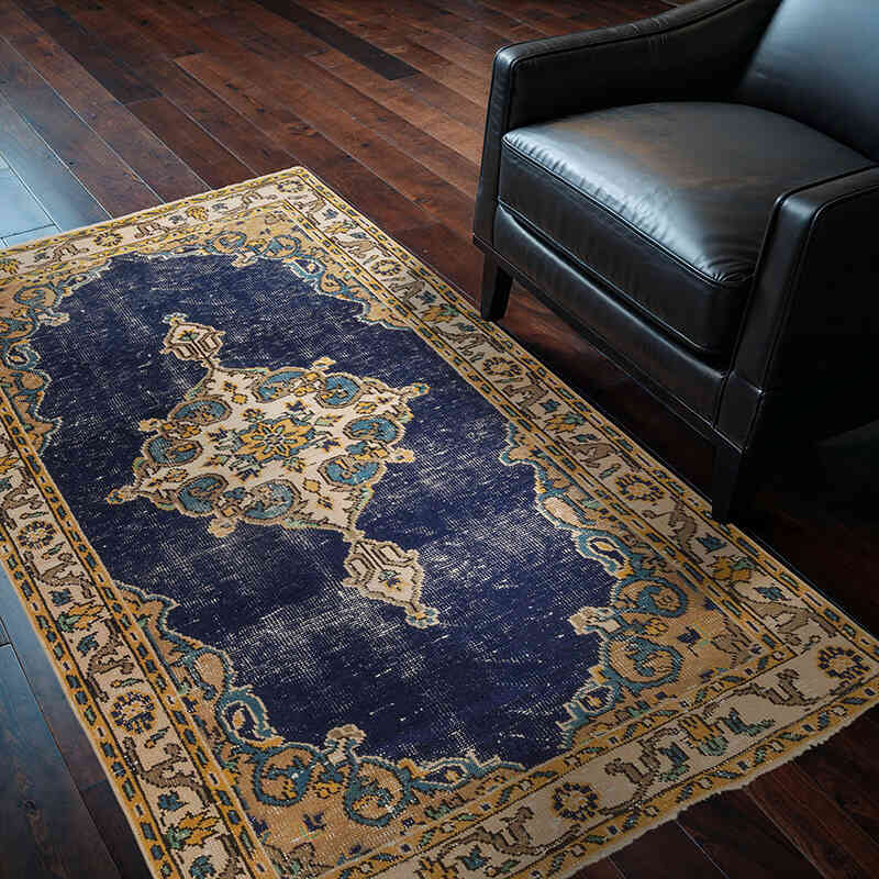 Alfombra Vintage Turca Anudada a Mano - 126 cm x 190 cm - K0065590