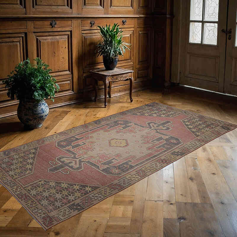 Alfombra Vintage Turca Anudada a Mano - 118 cm x 246 cm - K0065594