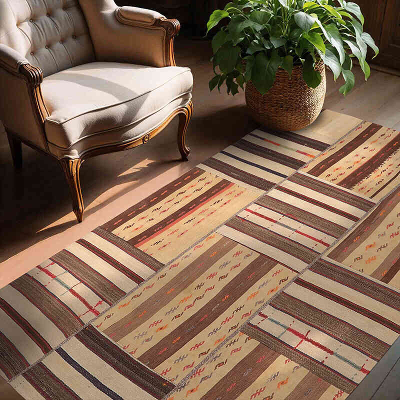 Alfombra Kilim de Retazos - 140 cm x 212 cm - K0065606