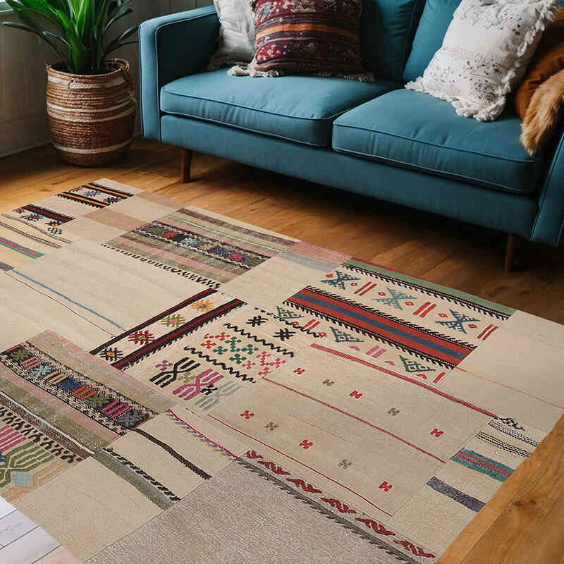 Alfombra Kilim de Retazos - 135 cm x 203 cm - K0065614