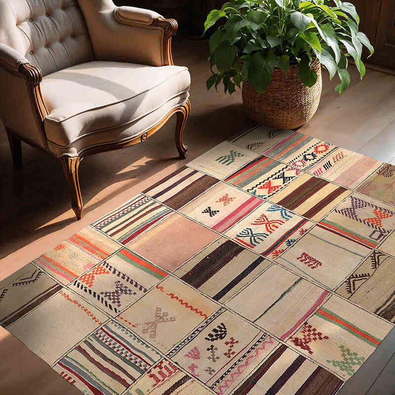 Alfombra Kilim de Retazos - 131 cm x 172 cm - K0065618