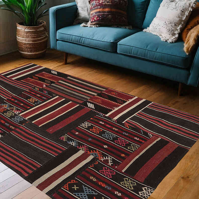 Alfombra Kilim de Retazos - 133 cm x 217 cm - K0065625