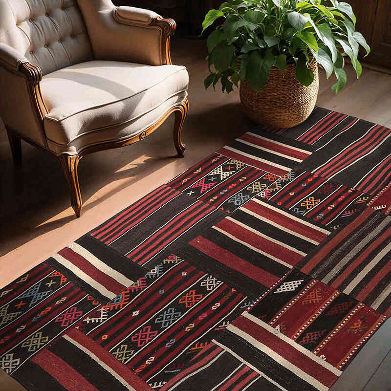 Alfombra Kilim de Retazos - 133 cm x 217 cm - K0065625