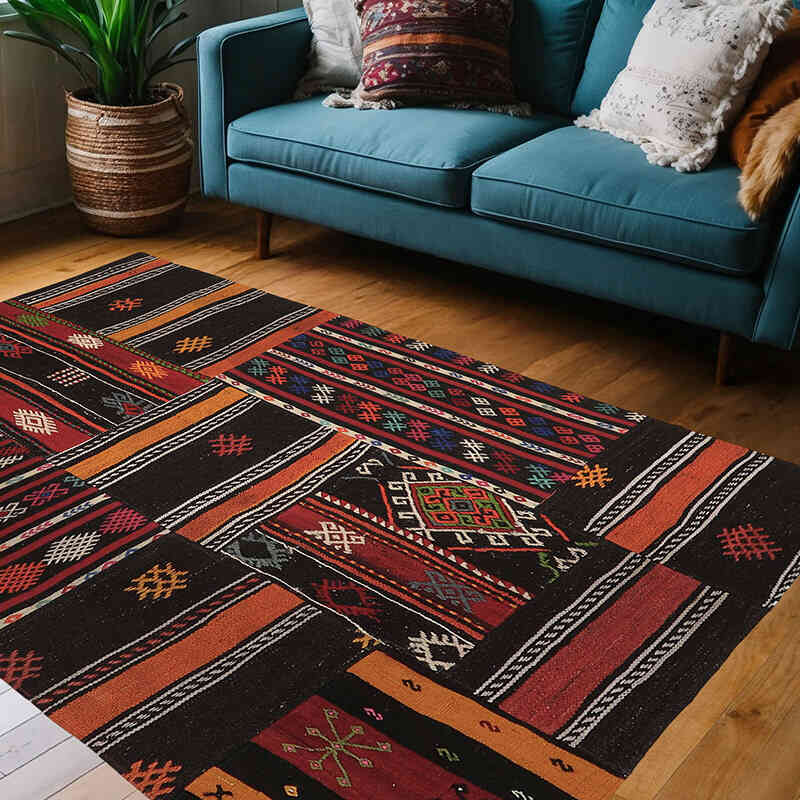 Patchwork Kilim Rug - 4' 5" x 6' 11" (53" x 83") - K0065629