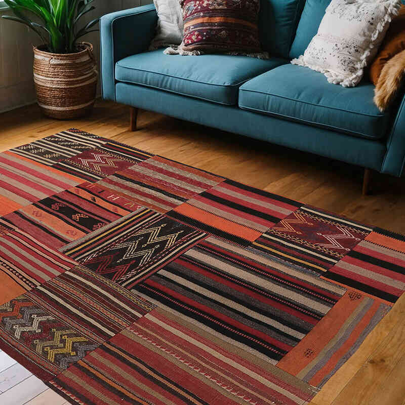 Alfombra Kilim de Retazos - 138 cm x 212 cm - K0065660