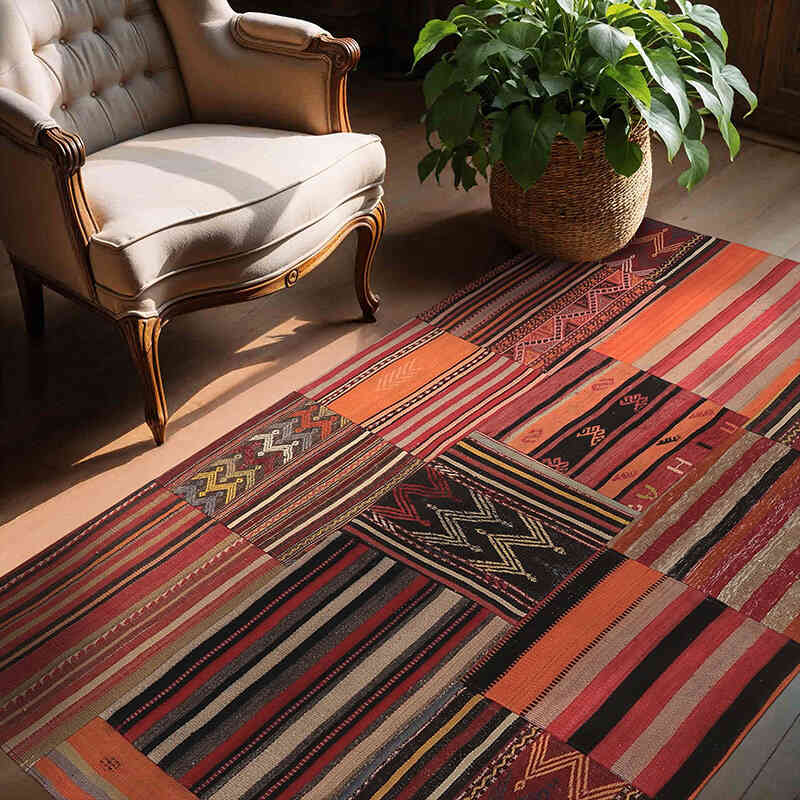 Alfombra Kilim de Retazos - 138 cm x 212 cm - K0065660