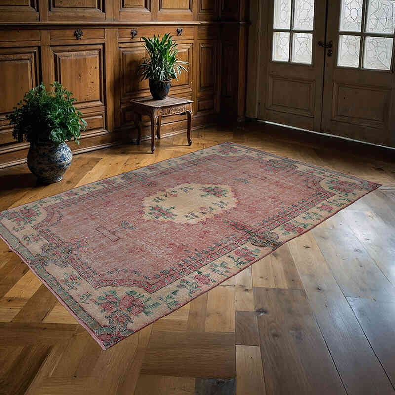 Alfombra Vintage Turca Anudada a Mano - 161 cm x 265 cm - K0065661