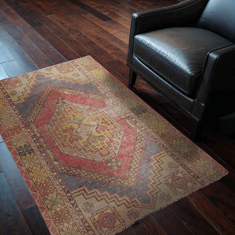Alfombra Vintage Turca Anudada a Mano - 110 cm x 160 cm - K0065695