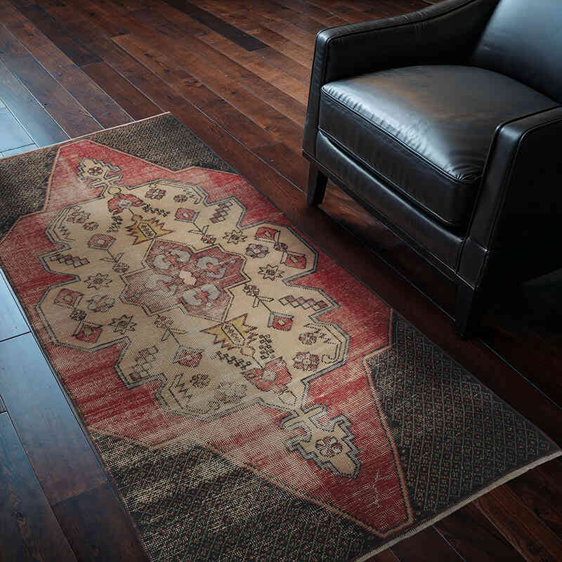 Alfombra Vintage Turca Anudada a Mano - 100 cm x 190 cm - K0065698