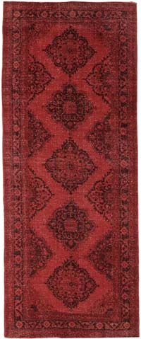Alfombra de Pasillo Turca Vintage Sobreteñida - 146 cm x 385 cm