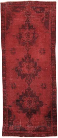 Boyalı El Dokuma Vintage Halı - 140 cm x 345 cm