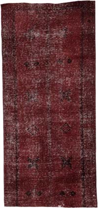 Boyalı El Dokuma Vintage Halı - 111 cm x 266 cm