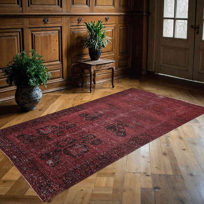 Over-dyed Vintage Hand-Knotted Turkish Rug - 3' 11" x 7' 8" (47" x 92") - K0065715