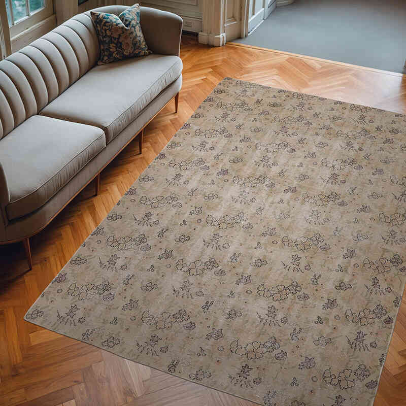 Vintage Turkish Hand-Knotted Rug - 6' 3" x 8' 10" (75" x 106") - K0065734