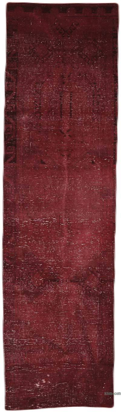 Over-dyed Vintage Hand-Knotted Turkish Runner - 3' 2" x 11' 6" (38 in. x 138 in.)