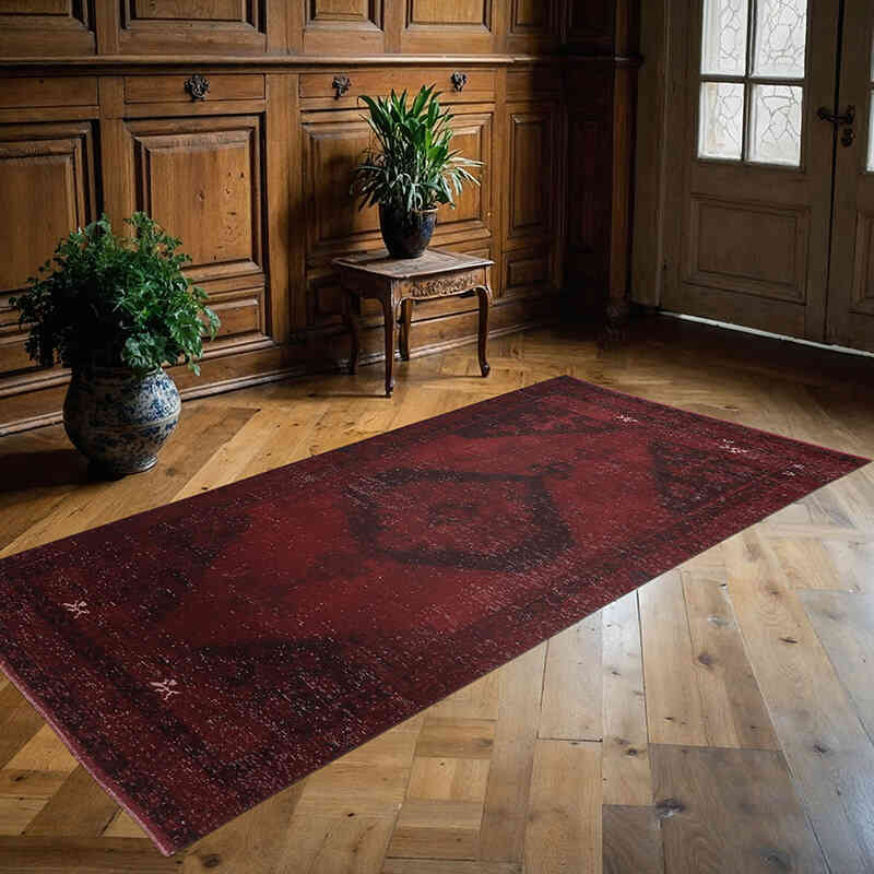 Boyalı El Dokuma Vintage Halı - 110 cm x 232 cm - K0065760