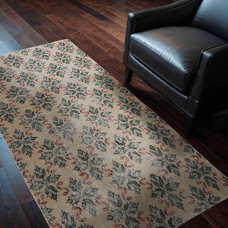 Alfombra Vintage Turca Anudada a Mano - 109 cm x 195 cm - K0065786
