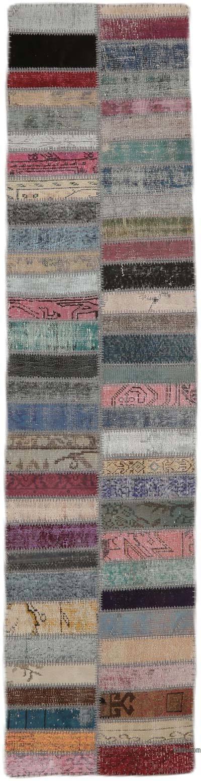 Patchwork Hand-Knotted Turkish Runner - 2' 6" x 10' 3" (30 in. x 123 in.)