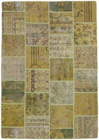 Patchwork Hand-Knotted Turkish Rug - 5' 6" x 7' 10" (66" x 94")