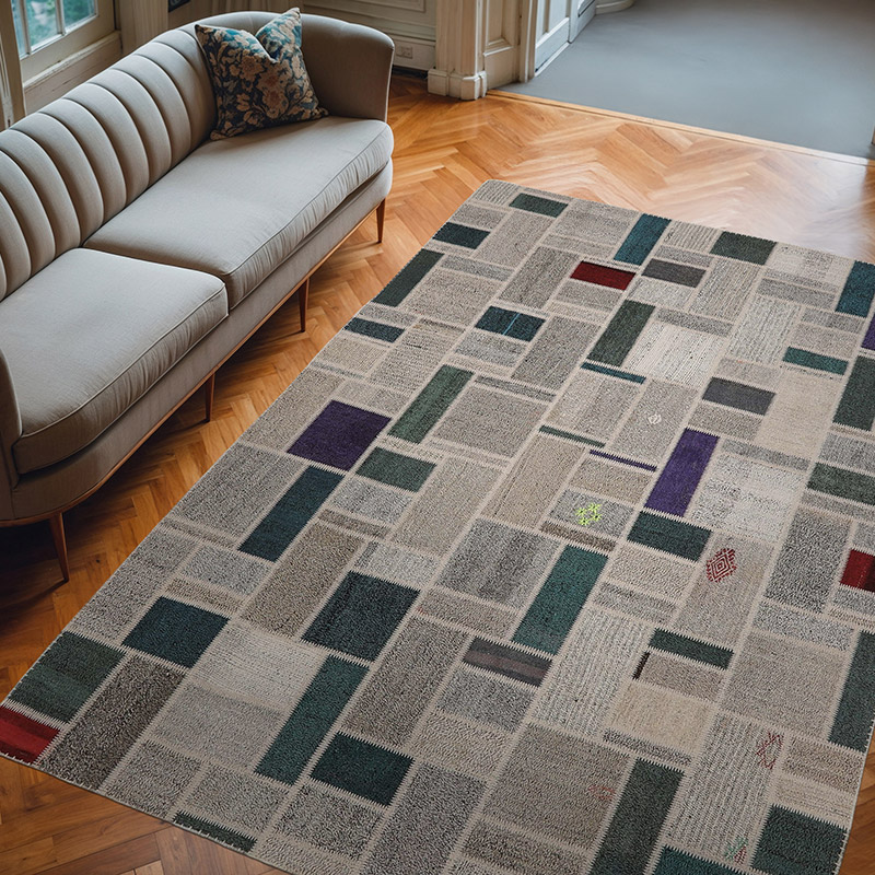 Alfombra Kilim de Retazos - 206 cm x 294 cm - K0065806