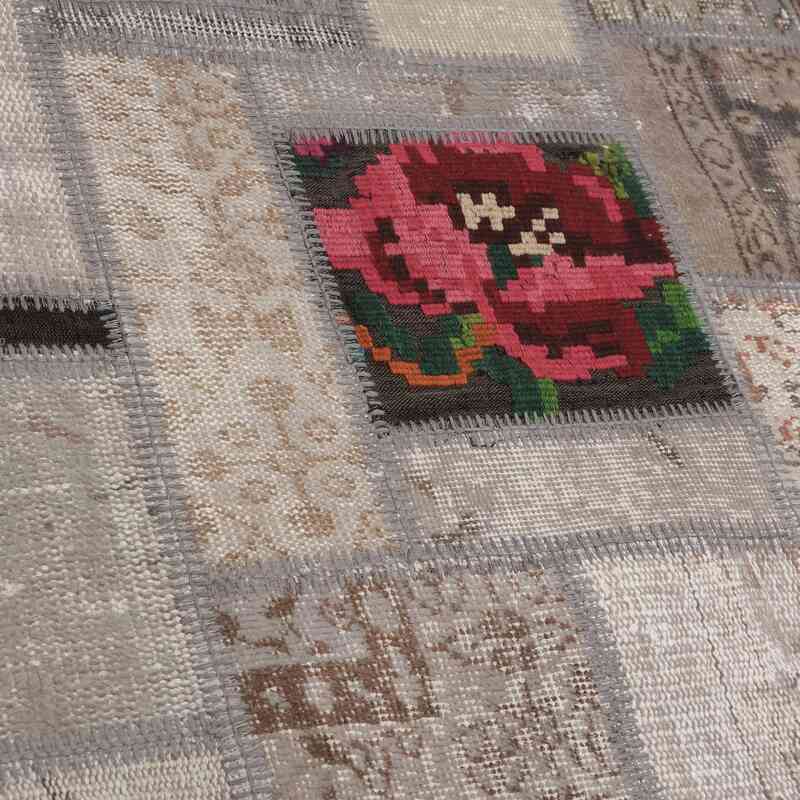Patchwork Hand-Knotted Turkish Rug - 5' 7" x 7' 8" (67" x 92") - K0065809