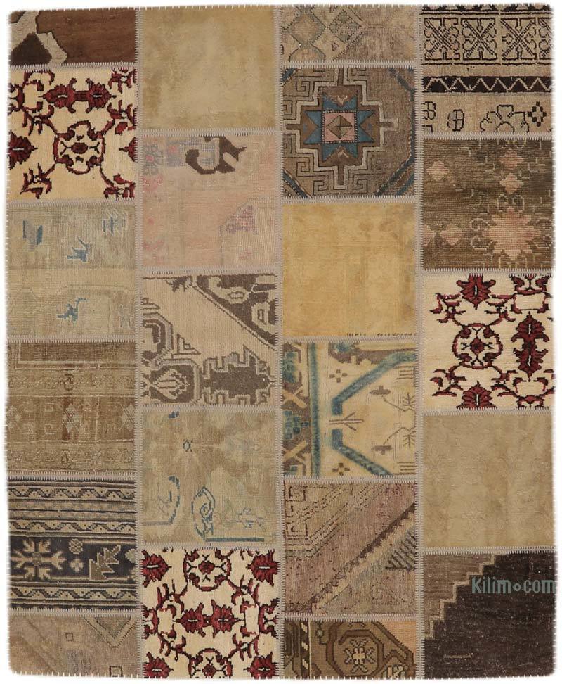 Patchwork Hand-Knotted Turkish Rug - 5' 2" x 6' 5" (62" x 77") - K0065811