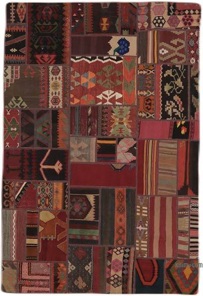 Patchwork Hand-Knotted Turkish Rug - 4' 8" x 6' 11" (56 in. x 83 in.)