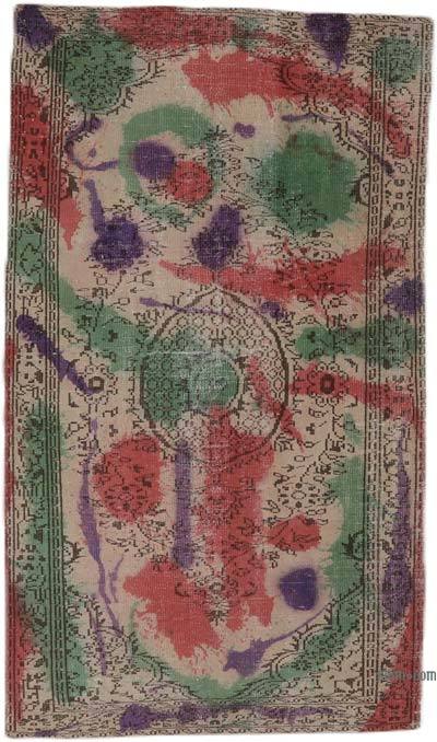 Boyalı El Dokuma Vintage Halı - 147 cm x 250 cm