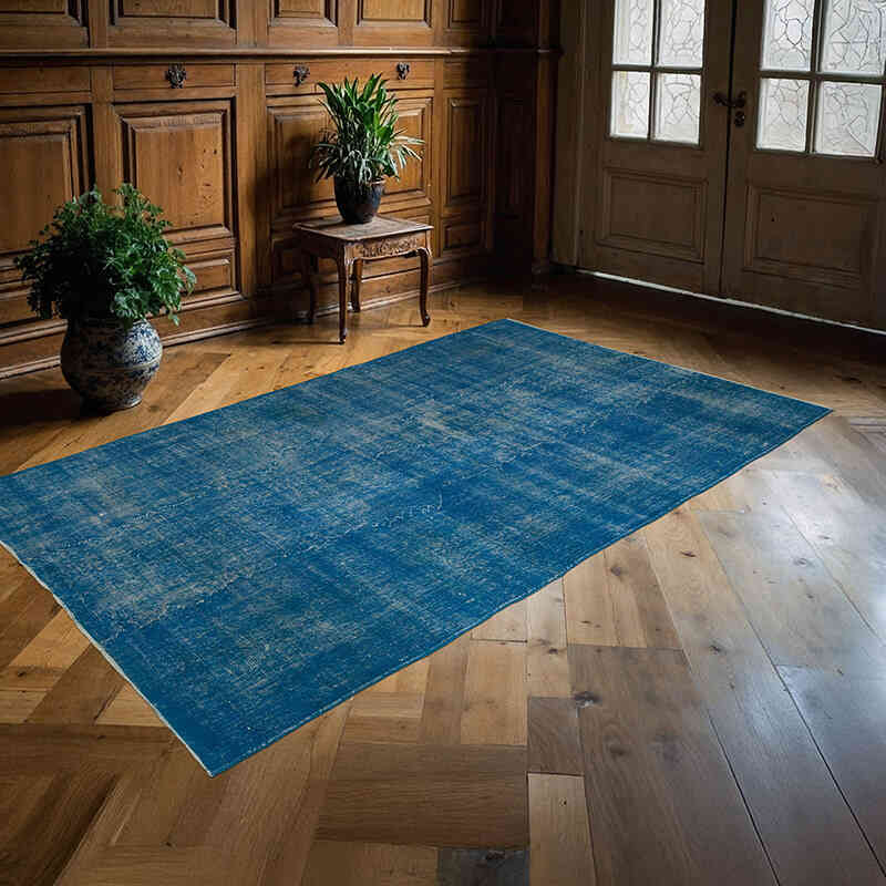 Over-dyed Vintage Hand-Knotted Turkish Rug - 4' 10" x 8' 3" (58" x 99") - K0065937