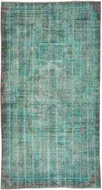 Boyalı El Dokuma Vintage Halı - 109 cm x 200 cm