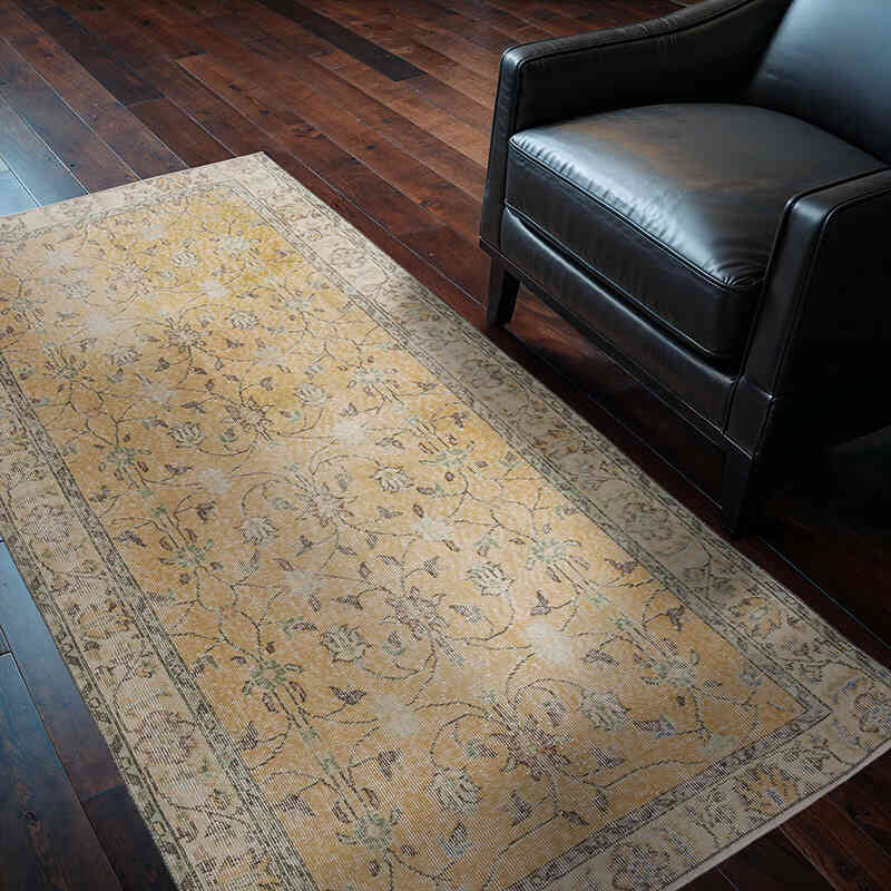 Alfombra Vintage Turca Anudada a Mano - 113 cm x 196 cm - K0066051