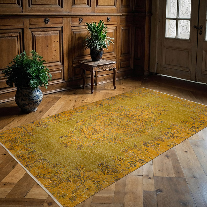 Over-dyed Vintage Hand-Knotted Turkish Rug - 5' 1" x 8' 4" (61" x 100") - K0066054