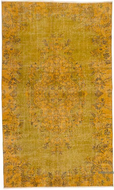 Boyalı El Dokuma Vintage Halı - 154 cm x 254 cm