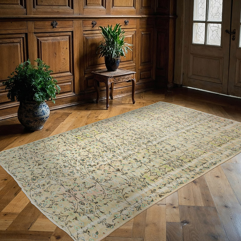 Alfombra Vintage Turca Anudada a Mano - 155 cm x 244 cm - K0066056