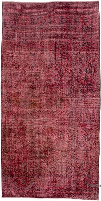 Boyalı El Dokuma Vintage Halı - 113 cm x 221 cm