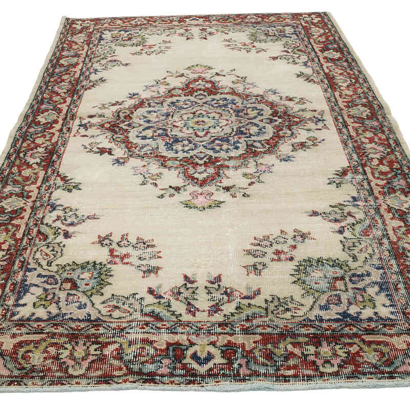 Alfombra Vintage Turca Anudada a Mano - 133 cm x 213 cm - K0066116