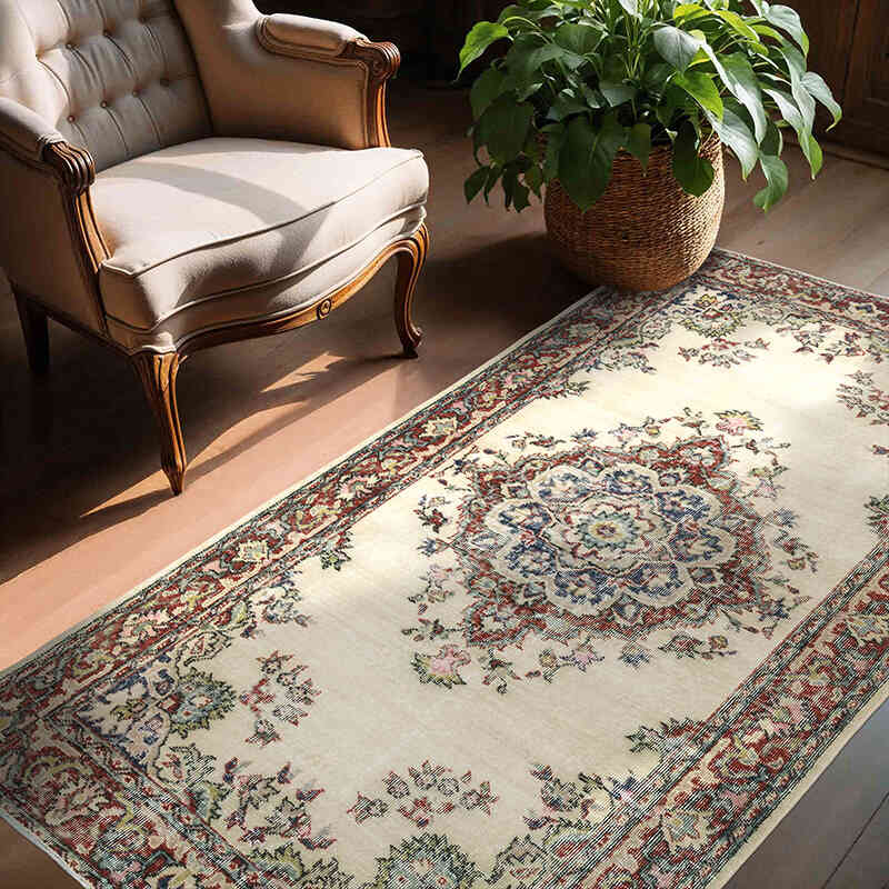 Alfombra Vintage Turca Anudada a Mano - 133 cm x 213 cm - K0066116