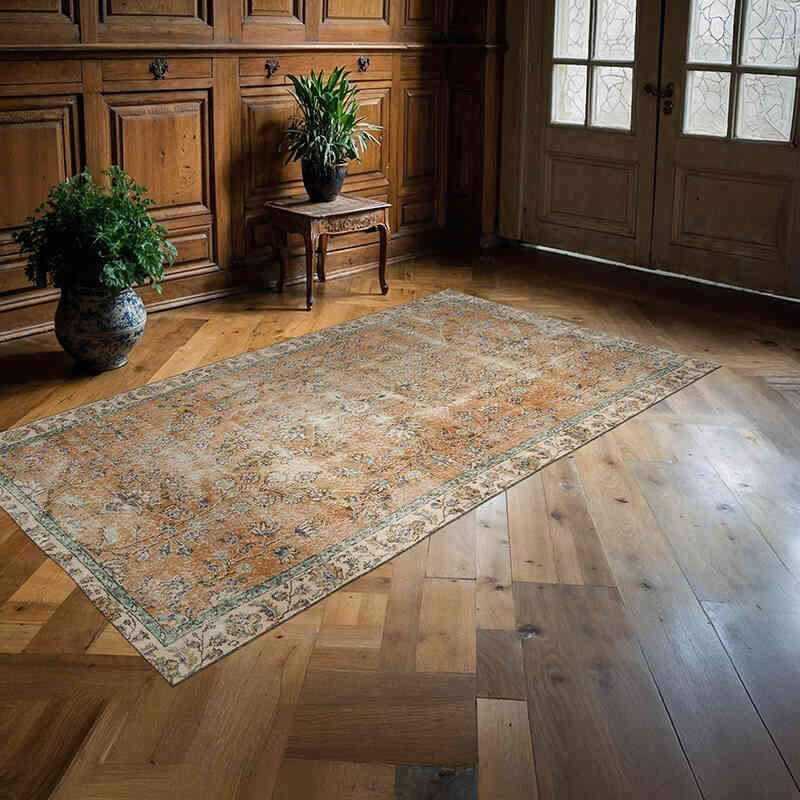 Vintage Turkish Hand-Knotted Rug - 4' 4" x 7' 11" (52" x 95") - K0066149