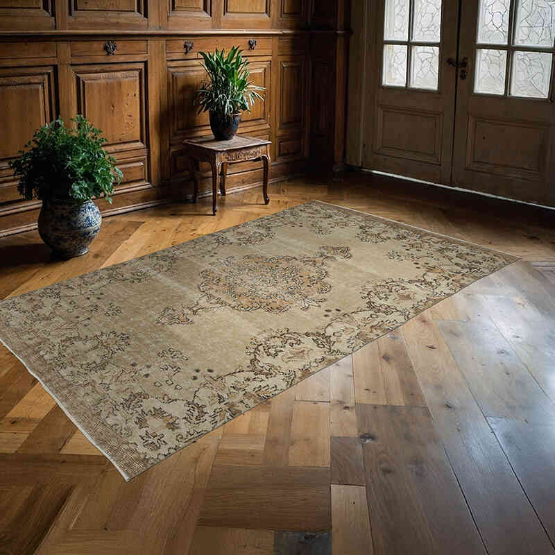 Alfombra Vintage Turca Anudada a Mano - 146 cm x 253 cm - K0066240